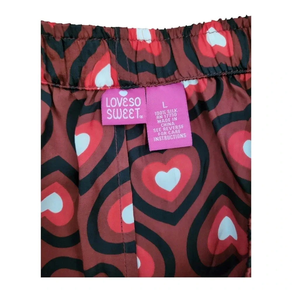 Y2K‎ Graphic Heart Print 100% Silk Boxer Shorts Size L Unisex